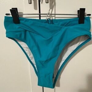 Halara Blue high waisted crossover bikini bottoms